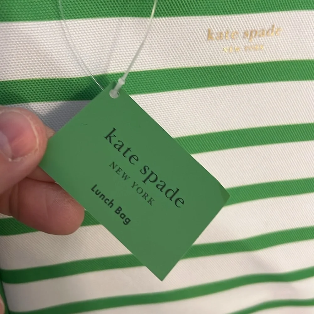 Kate Spade Green and White Striped Tote - Picture 4 of 7